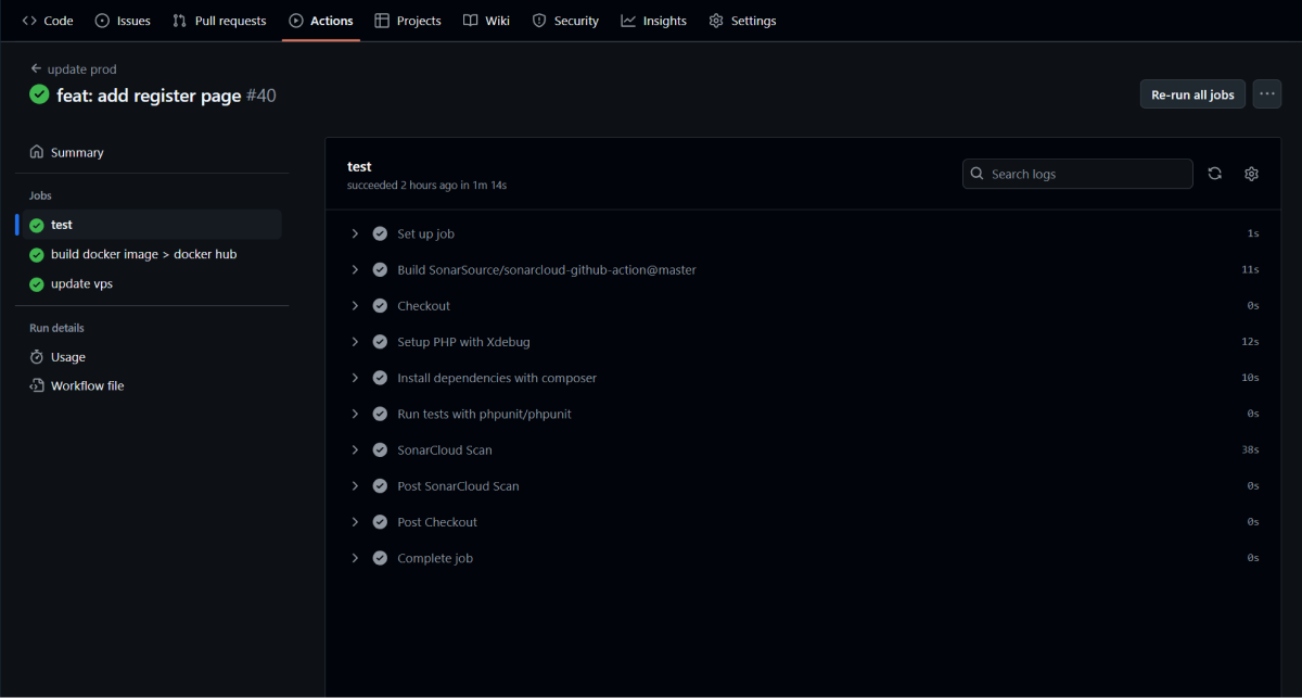 capture ecran github actions